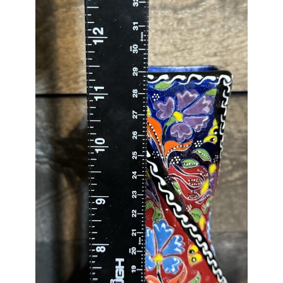 12" Turkish Handmade Twisted Vase Traditional Home Décor Gift Sedef Turkey - Picture 9 of 11